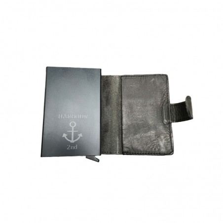 Etui  portefeuille rfid 12 cartes HARBOUR 2nd noir ouvert