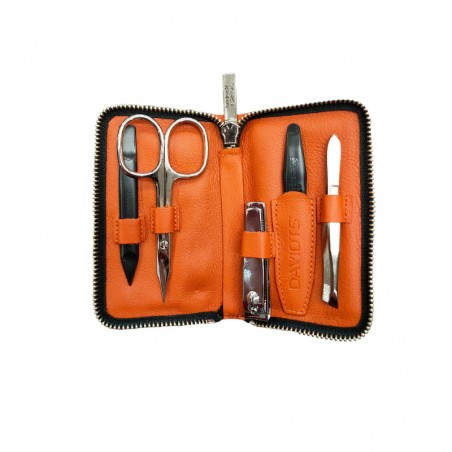 Petite trousse manucure orange vue sur l'intérieur