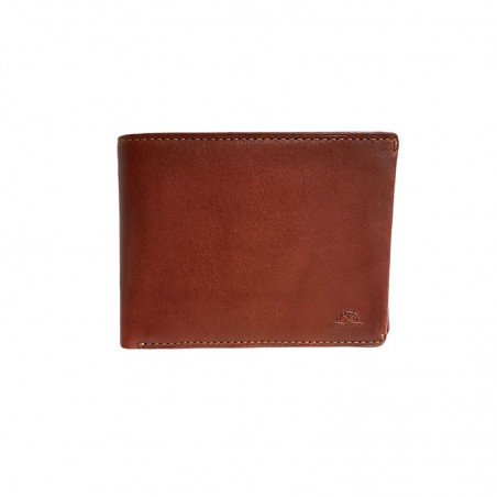 Porte feuille en cuir marron vue de face