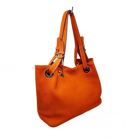 Charles et Charlus totebag cuir taurillon couleur orange dos