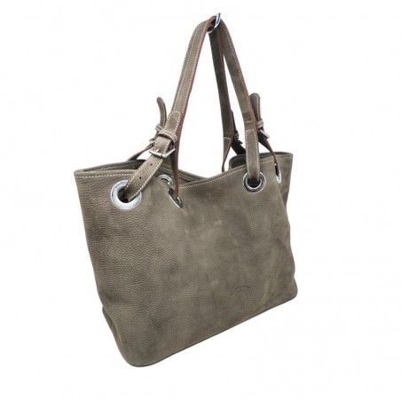 Charles et Charlus totebag cuir taurillon couleur moss face