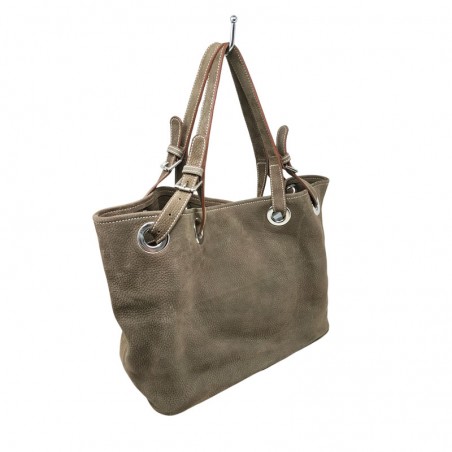 Charles et Charlus totebag cuir taurillon couleur moss dos