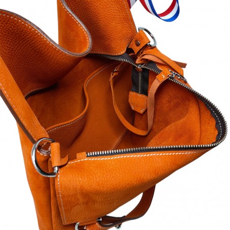 Charles et Charlus Touquet M cuir taurillon couleur orange ouvert