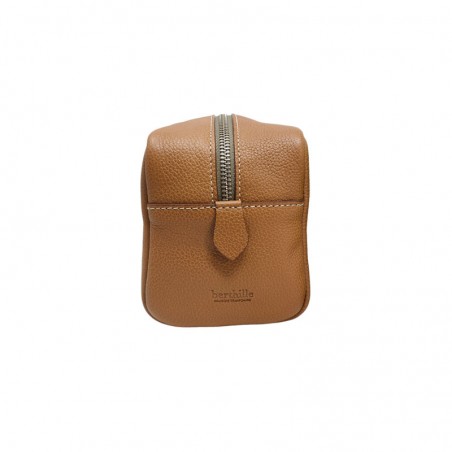 Trousse de toilette Berthille marron profil