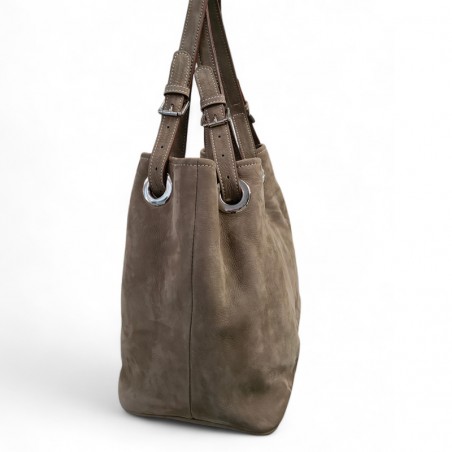 Charles et Charlus totebag cuir taurillon taupe photo de profil