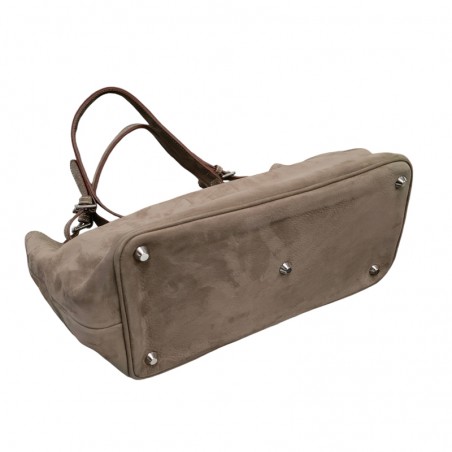 Charles et Charlus totebag cuir taurillon taupe photo dessous