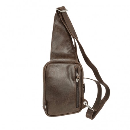 Sac holster homme G Henon marron foncé de dos