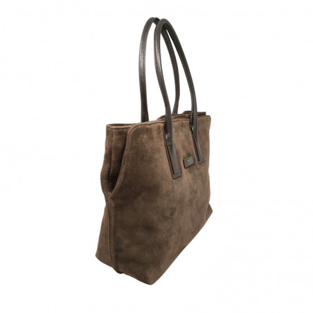 BRUNO ROSSI C208 sac shopping marron chocolat vue de profil