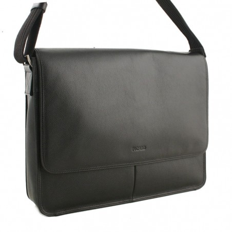 sac besace cuir grainé noir detail